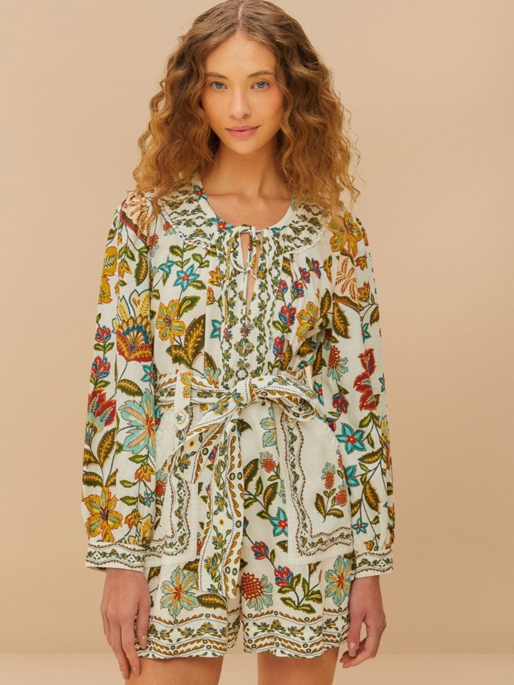 Off-White Botanicals Belted Romper